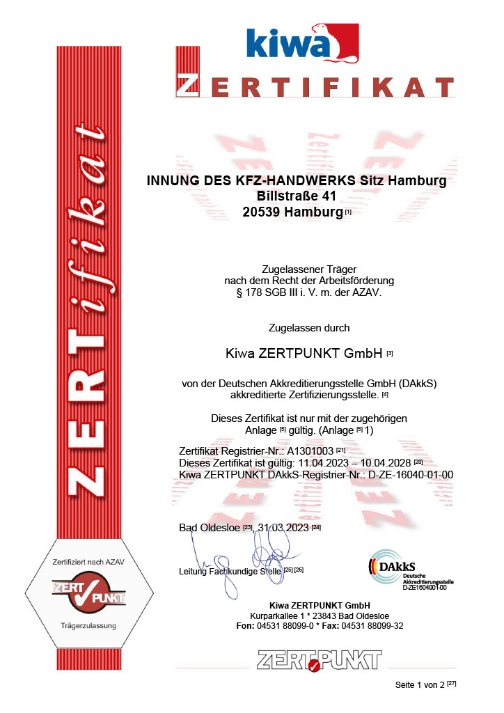 Zertifikat AZAV